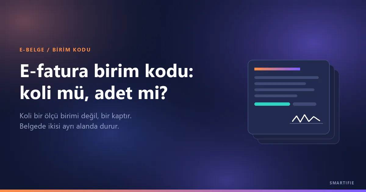 E-fatura Birim Kodu: Koli mi, Adet mi?