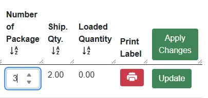 Package count update buttons