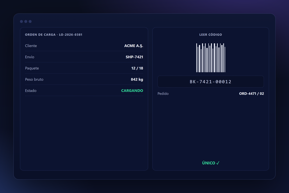 Smartifie Logistic App: orden de carga y lectura de códigos