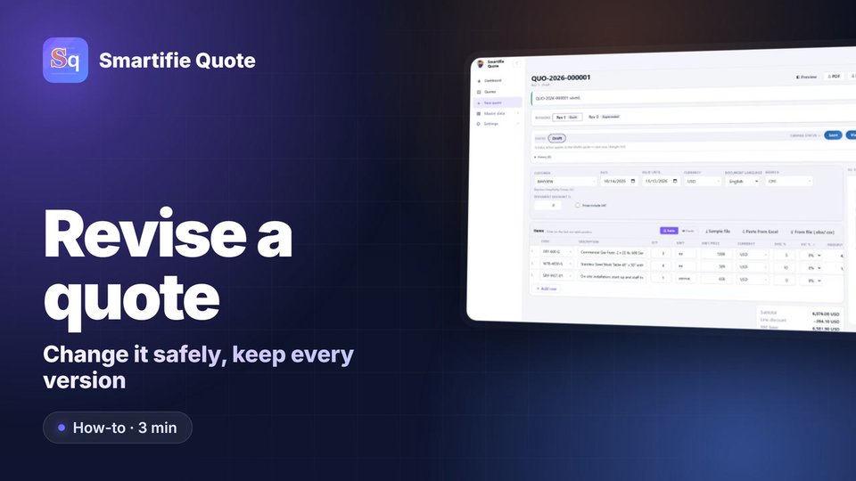 How to Revise a Sales Quote and Keep Every Version | Smartifie Quote