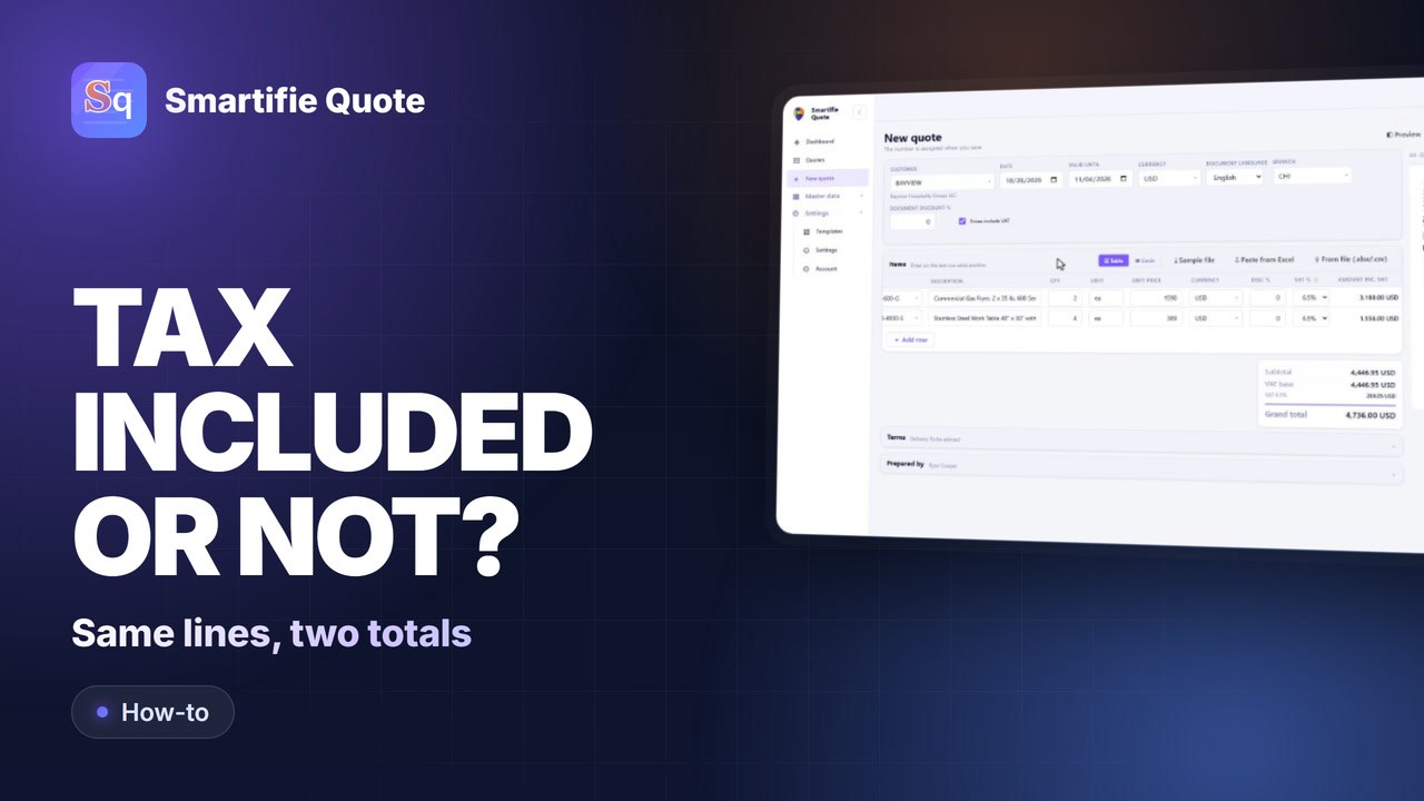 Does a Quote Include Sales Tax? Say It on the Quote | Smartifie Quote