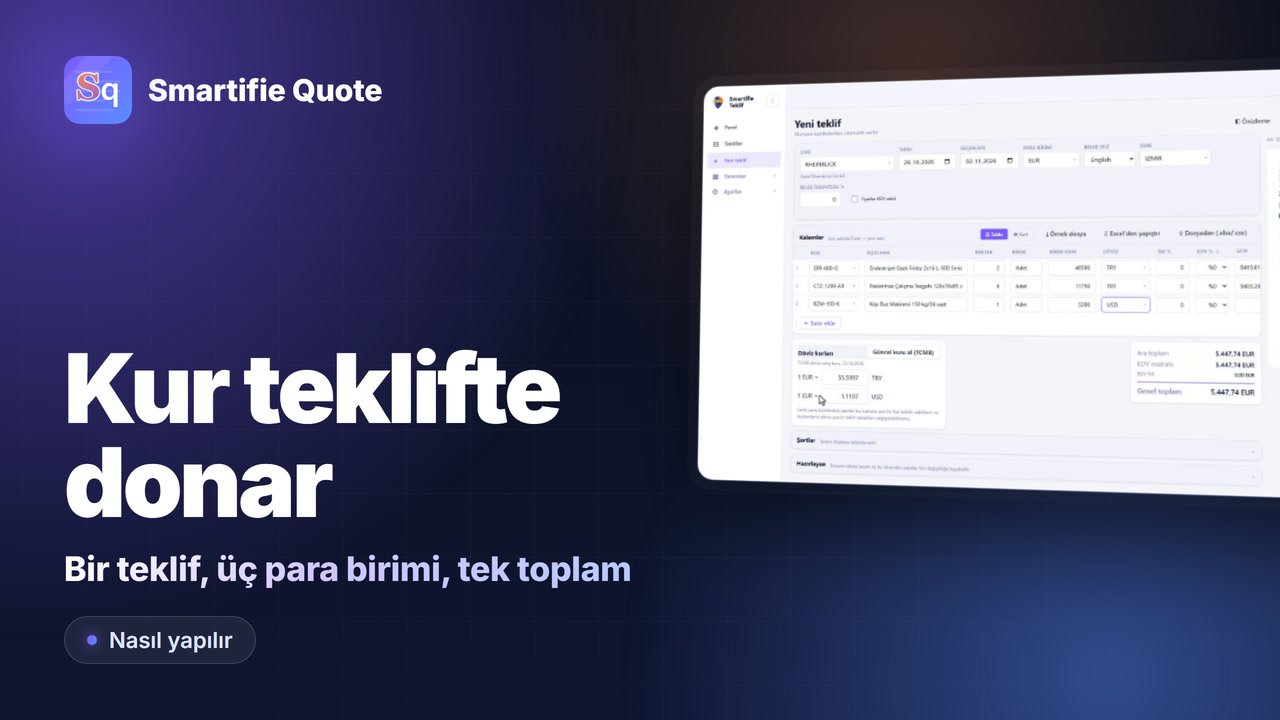 Dövizli Teklif Hazırlama: Kur Teklife Sabitlenir | Smartifie Quote